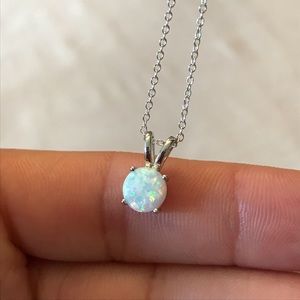Sterling Silver White Opal Dainty Necklace
